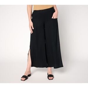 Fashion Women's Petite Pants PL Boheme Linen Blend Side Panel Pant Black A691695